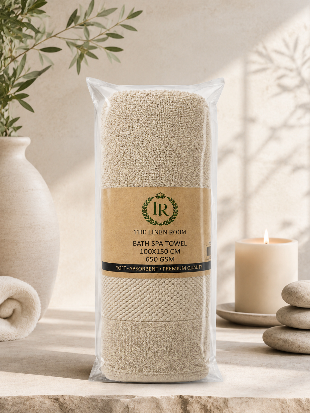 The Linen Room Luxury Sauna Towel – 100 × 150 cm – 100% Premium Cotton – 650 GSM 20/2 Double Yarn– Extra Soft & Highly Absorbent – Hotel Quality